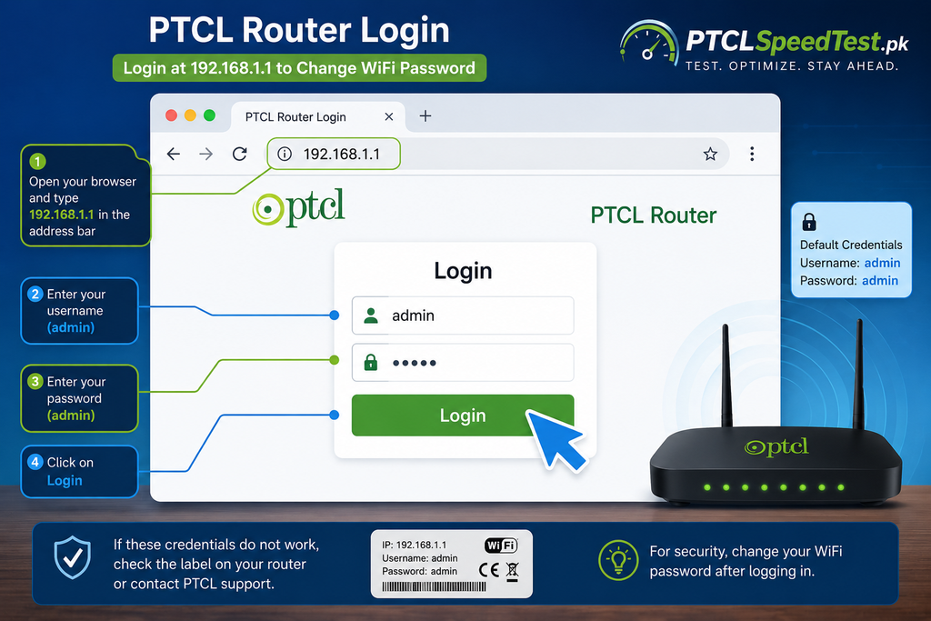 192.168.1.1 PTCL WIFI Router Login
